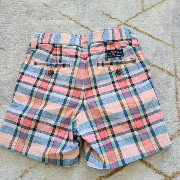 Cute Janie and Jack boys' grapefruit plaid poplin shorts size 2T - Picture 1 of 9